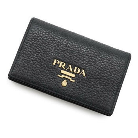PRADA Case Leather Wallet Business Holder Black s - Picture 1 of 8
